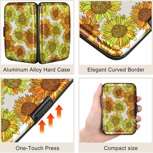 ELFISH RFID Aluminum Wallet Credit Card Protector Case Holder for Men Women - color: Sunflowers