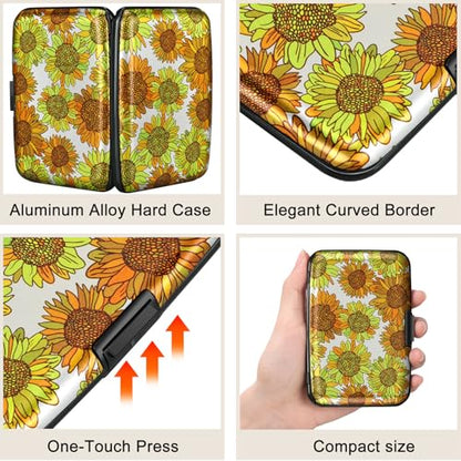 ELFISH RFID Aluminum Wallet Credit Card Protector Case Holder for Men Women - color: Sunflowers