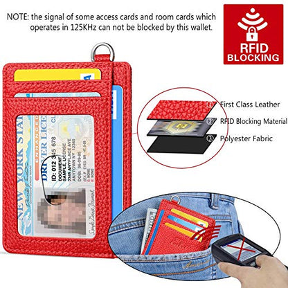 FurArt Slim Minimalist Wallet RFID Credit Card Holder for Men - color: Litchi Cerise