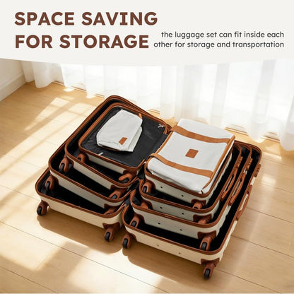 Suitour Luggage Sets 5 Piece, 20, 24, 28 inch Hardside Carry-on and Checked Suitcase Set with Travel Duffle Bag Sets（Beige Tan） - color: Beige Brown, size: 5 Piece Sets(20+24+28)