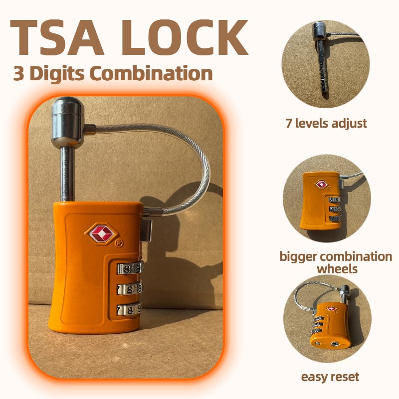 TSA Toolbox Metal Locks, 3 Digits Combination Gun Case Lock, Luggage & Bag - color: Flame