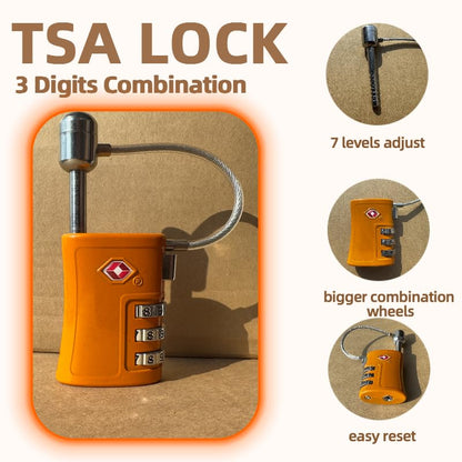 TSA Toolbox Metal Locks, 3 Digits Combination Gun Case Lock, Luggage & Bag - color: Flame
