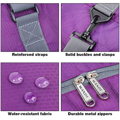 WANDF Foldable Personal Item Travel Bag, Carry on Duffle Bag - color: A-Purple 40L
