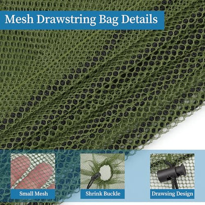 6 Pack Mesh Drawstring Bags with Lock, 14x17 for Gym, Beach, Laundry - color: Green
