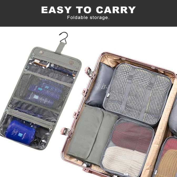 Hanging Toiletry Bag for Travel, Waterproof Bathroom Organizer, Foldable for Toiletries, Cosmetics, and Grooming Essentials