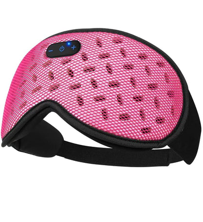 MUSICOZY Sleep Mask Bluetooth Headphone Cooling Weighted Eyemask Headphones - color: Grid Pink