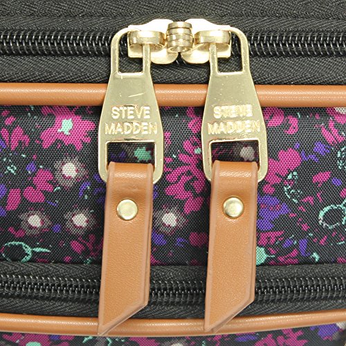 Steve Madden Designer Luggage Collection - Expandable 28 Inch Softside Bag for Men & Women - Durable Lightweight Checked Suitcase with 4-Rolling Spinner Wheels (Dark Purple) - color: Dark Purple