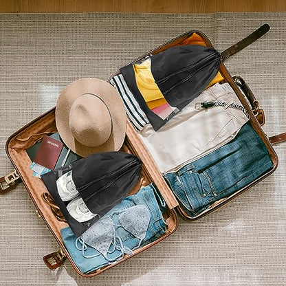 Black Travel Shoe Bags - 5 Pcs Non-Woven Packing Bags with Clear Window - color: Black, style: 5 Pack