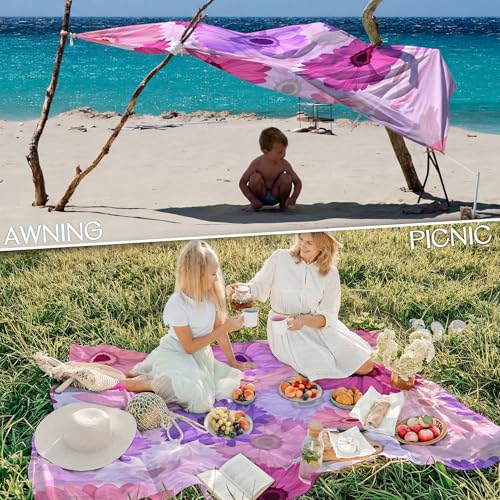 Beach Blanket Waterproof Sandproof 78''X81''/78''X110'' Large Beach Towel - color: Daisy, size: 78''X110"