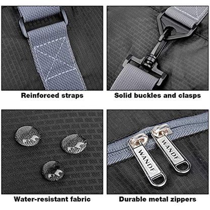 WANDF Foldable Personal Item Travel Bag, Carry on Duffle Bag - color: Black 40L