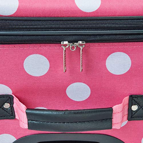 Rockland Vara Softside 3-Piece Upright Luggage Set, Expandable,Lightweight,Telescopic Handle,Wheel, Pink Dots, 20 inches,22 inches,28 inches - color: Pink Dot