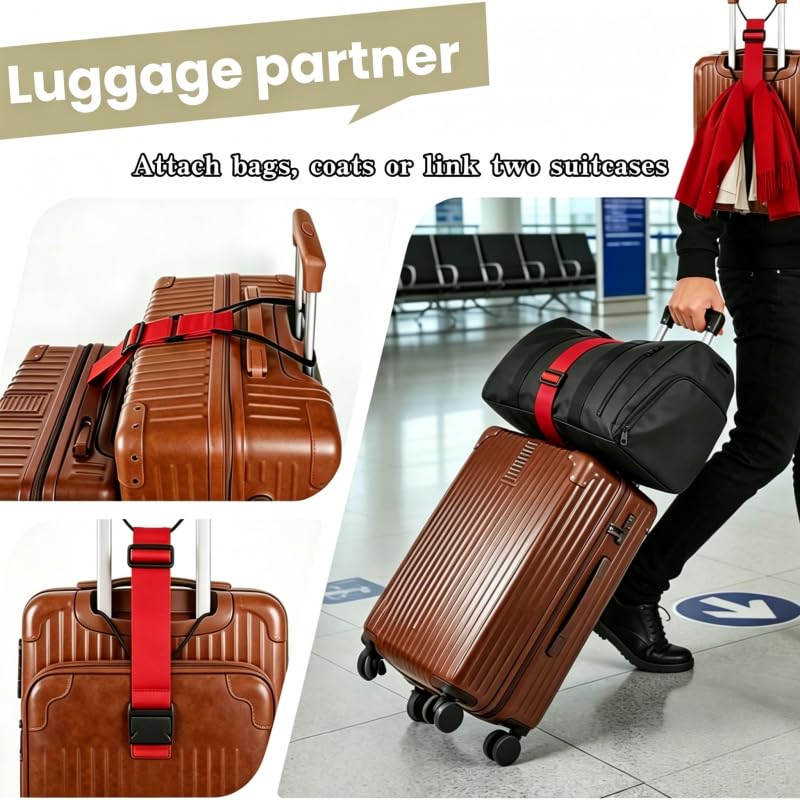 Adjustable Luggage Straps, 2pcs Blue + 2pcs Red - color: 2pcs blue+2pcs red