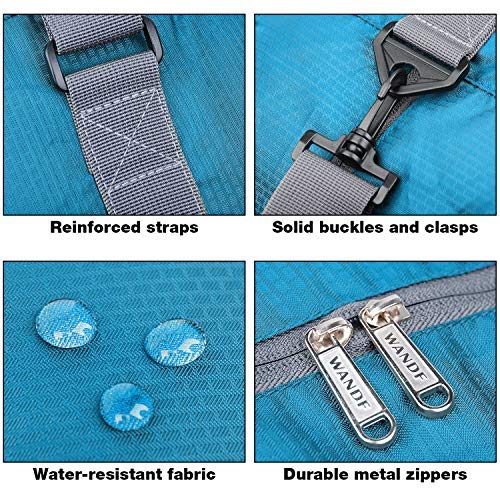 WANDF Foldable Personal Item Travel Bag, Carry on Duffle Bag - color: Blue 40L