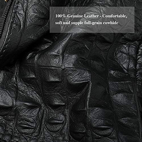 Genuine Leather Fanny Pack large capacity Crossbody Waist Bag with Zipper phone Pockets crocodile black - color: Black Croco