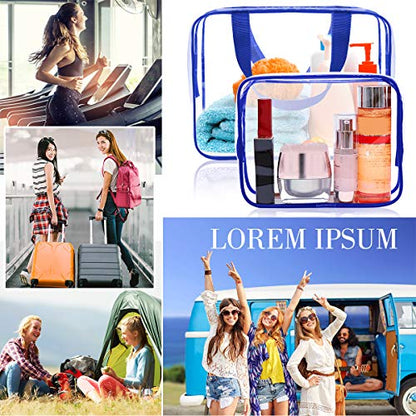 APREUTY 6 Packs Clear Makeup Bags, TSA Approved Toiletry Bags Set, Blue - color: Blue-6PCS(Large+Medium+Small)