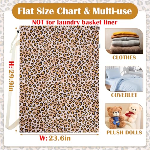 Canvas Laundry Bag with Shoulder Strap & Drawstring, Leopard, 23"W x 29"H - color: Leopard