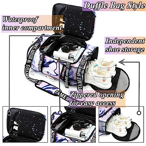 Gym Duffle Bag Backpack,4‑Way Waterproof with Shoe Compartment Travel Laptop - color: Purple