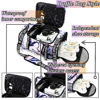 Gym Duffle Bag Backpack,4‑Way Waterproof with Shoe Compartment Travel Laptop - color: Purple