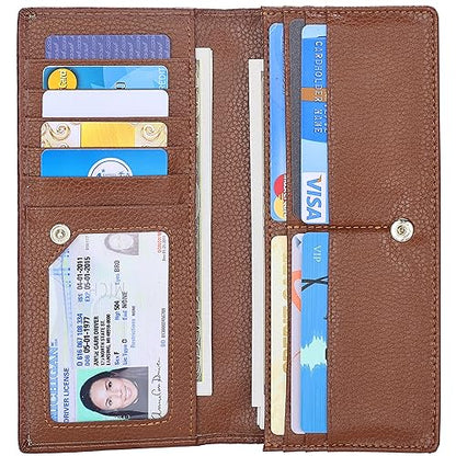 Lavemi Ultra Slim Thin Leather Women Wallet RFID Blocking Credit Card Holder Bifold Long Ladies Billfold - color: 2- Coffee