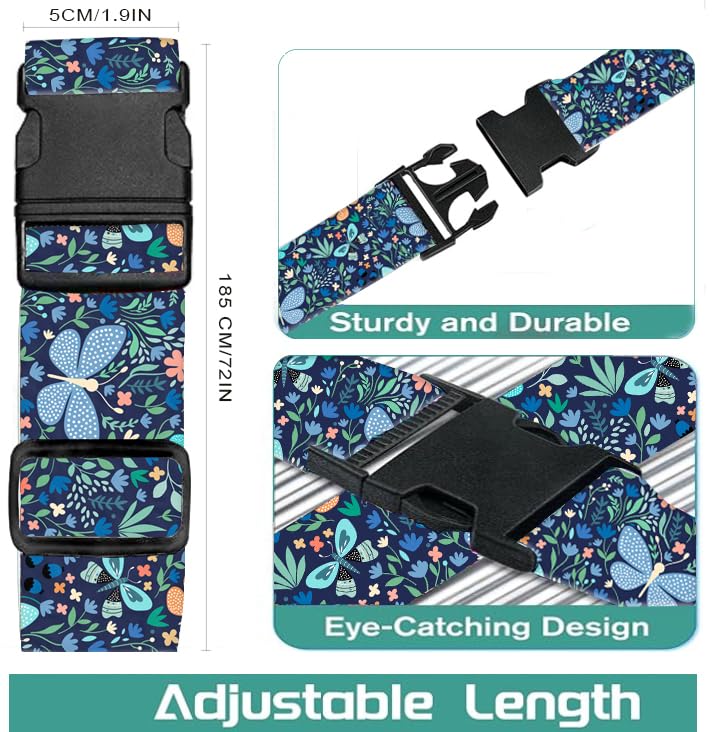 Luggage Straps for Suitcases Travel Belt Accessories, Cute Suitcase Strap, Adjustable Luggage Belt Strap, Heavy Duty with Quick-Release Buckle Luggage Strap Boho Dragonfly - color: Boho Dragonfly