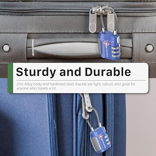 Fosmon TSA Approved Cable Luggage Locks, 3 Digit Combination, 2 Pack Blue - style: 3 Digit blue 2 pack
