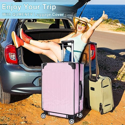 Clear Luggage Cover PVC Suitcase Cover Protectors with Adjustable Luggage Straps, Transparent Suitcase Protector Waterproof for Wheeled Suitcase Travel (20-Inch) - size: 20 iches
