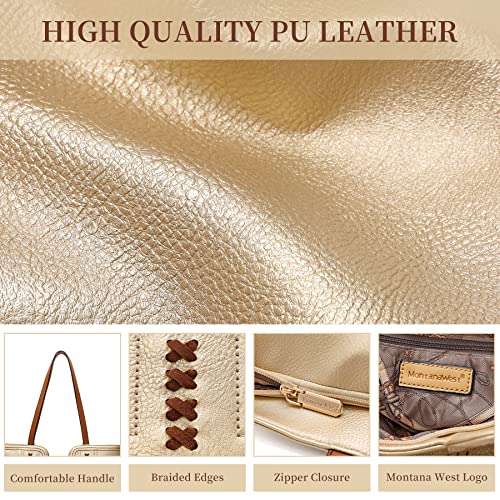 Montana West Tote Bag for Women Top Handle Satchel Purse - color: Light Gold