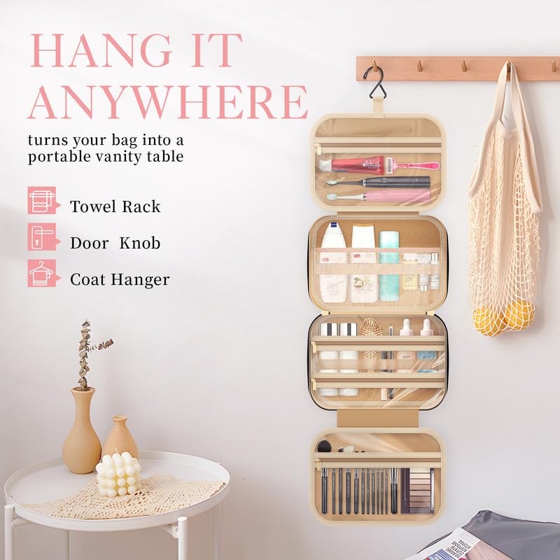 HOTOR Hanging Travel Toiletry Bag Women Men Essentials Pale Pink - color: Pale Pink, size: Large