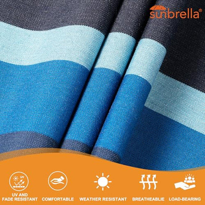 Lazy Daze 12 FT Sunbrella Fabric Hammock, Non-Fading Double Outdoor Hammock - color: Gateway Indigo