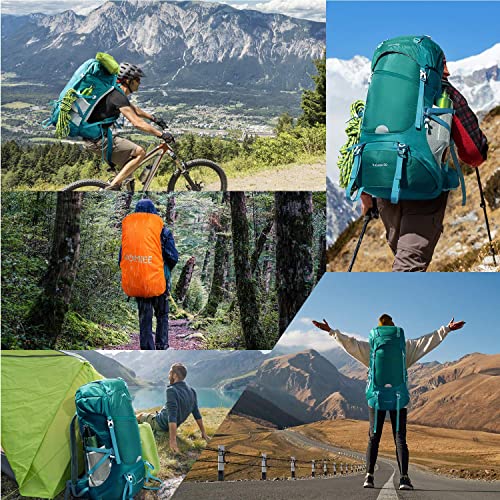 HOMIEE 50L Hiking Backpack Travel Bag Waterproof Camping Rucksack - color: Green