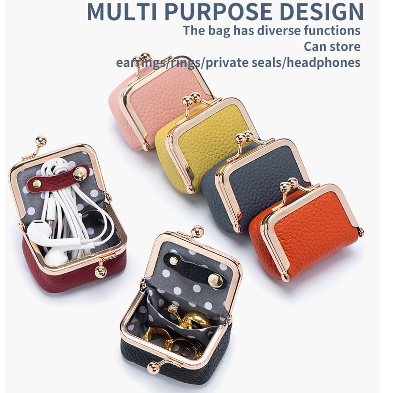 Genuine Leather Mini Jewelry Box for Women, Portable Travel Jewelry Case - color: Pink - 2.95in