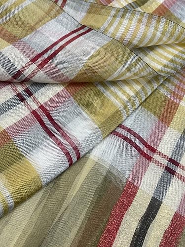 Women's 70% Wool 30% Silk Scarf, Woven Plaid Pashmina Shawl, Lightweight Wrap for Air-Conditioned Rooms/Office/Airplane Travel, Soft Non-Itchy Fringed Blanket Scarf, Gift for Her