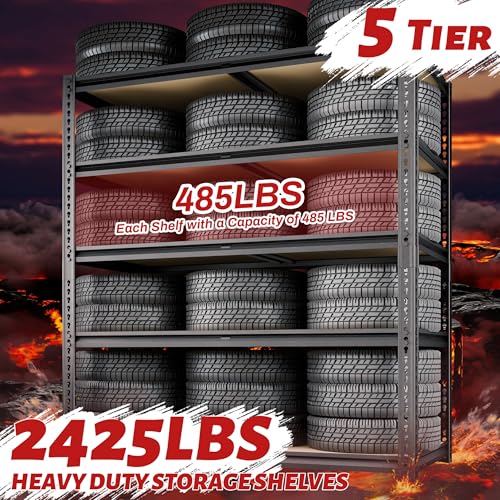 CypBed Storage Shelves, 5 Tier,2425LBS 40" W × 20" D × 72" H, Black - size: 72" H x 40" W x 20"D