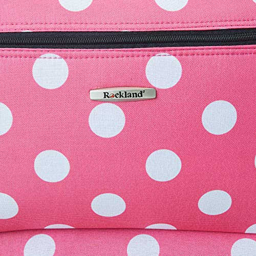Rockland Vara Softside 3-Piece Upright Luggage Set, Expandable,Lightweight,Telescopic Handle,Wheel, Pink Dots, 20 inches,22 inches,28 inches - color: Pink Dot
