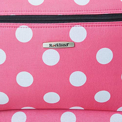 Rockland Vara Softside 3-Piece Upright Luggage Set, Expandable,Lightweight,Telescopic Handle,Wheel, Pink Dots, 20 inches,22 inches,28 inches - color: Pink Dot