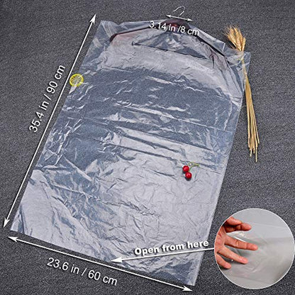 10Pcs Transparent Plastic Garment Covers 35.4inch Hanging Clothes Dust-Proof Protector Bags Suitable for Home Storage Clothing Stores & Dry Cleaning Laundrette. - size: 10PCS