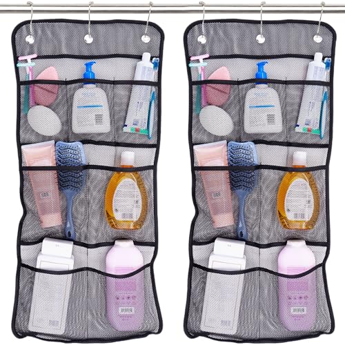 S&T INC. Shower Organizer and Caddy, 2 Pack, 14" x 30", Black - color: Black
