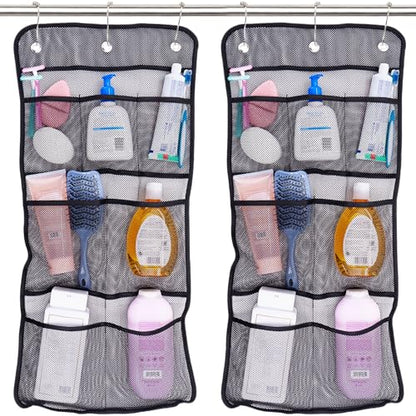 S&T INC. Shower Organizer and Caddy, 2 Pack, 14" x 30", Black - color: Black