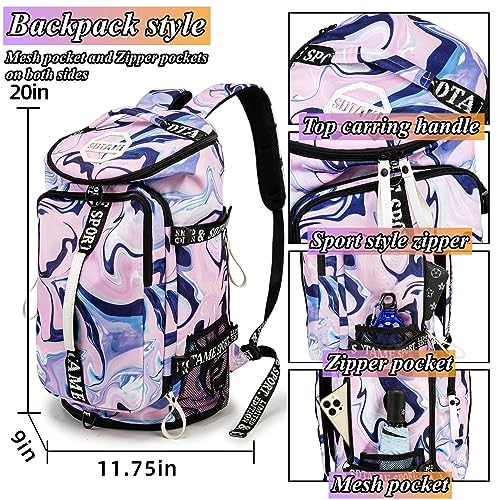 Gym Duffle Bag Backpack,4‑Way Waterproof with Shoe Compartment Travel Laptop - color: Purple