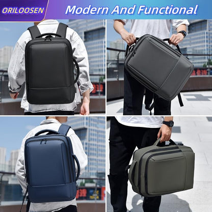 17/15.6" Business laptop backpack, PU Travel backpack,carry on backpack, Expandable laptop backpack Women Men,college backpack (02#updated, Black) - color: 02#black, style: 02#updated