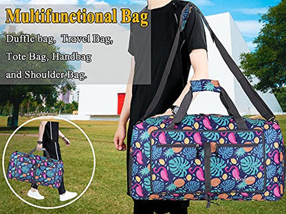 Woogwin Travel Duffel Bag Large Foldable Waterproof Overnight Bag for Beach Swim Bags Pool Sports Gym - color: 60L Pineapple