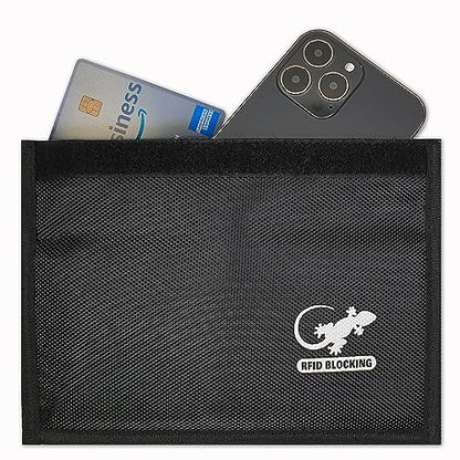Gecko Travel Tech Faraday Bag Anti-Tracking GPS RFID Car Key Signal Blocker Wallet Shielding Pouch Protective Case for Cell Phone Car Key FOB, Data Privacy, Electronic Device Security (BLACK - NYLON) - color: BLACK - NYLON