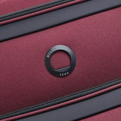 DELSEY PARIS Sky Max 3.0, 24 Inch Checked-Medium Luggage, Burgundy | Checked-In Suitcase, Softside, Lightweight Durable Construction, Double Spinner Wheels, Soft Touch Carry handle - color: Burgundy, size: Checked-Medium, 24 Inch