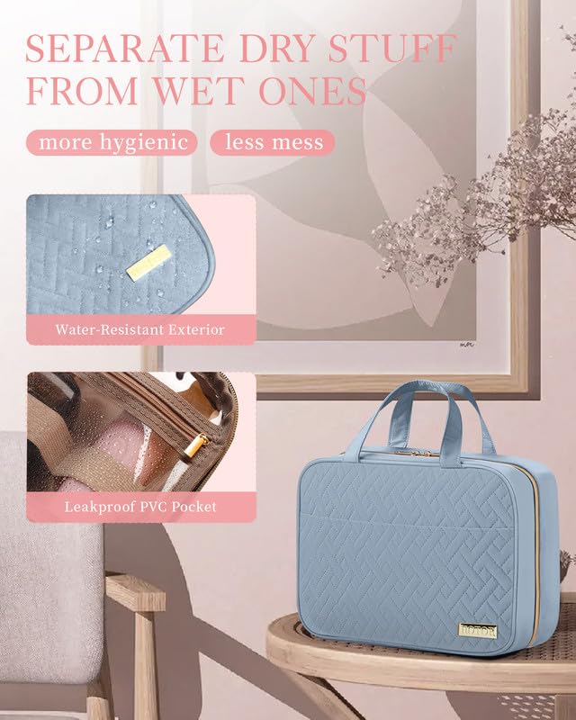 HOTOR Hanging Travel Toiletry Bag Women Men Essentials Light Blue - color: Light Blue, size: Medium