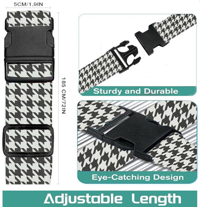Luggage Straps for Suitcases Travel Belt Accessories, Cute Suitcase Strap, Adjustable Luggage Belt Strap, Heavy Duty with Quick-Release Buckle Luggage Strap Classic Houndstooth - color: Classic Houndstooth