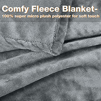 Tirrinia Hood Wearable Fleece Blanket with Sleeves for Adult Women Men, Super Soft Comfy Plush Functional TV Blanket Throw Cuddly Wrap Cover for Bed Sofa and Lounge Chair Couch - color: # Grey
