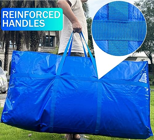 66 Gallon Extra Large Storage Bags, Huge Moving Bags Heavy Duty with Zipper - color: Blue, size: 250L, 2 Pack
