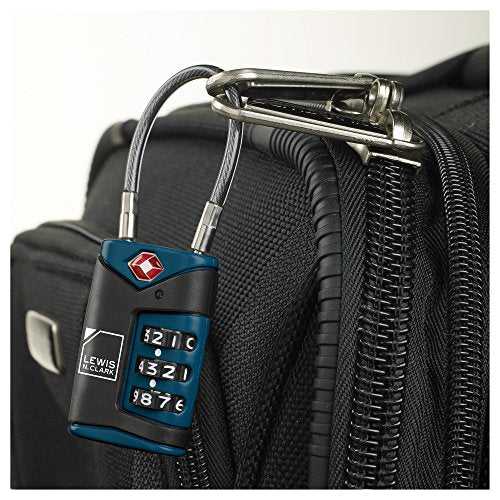 Lewis N. Clark TSA-Approved Combination Luggage Lock with Steel Cable (2-Pack), Blue, One Size - color: Blue, size: 2 Pack