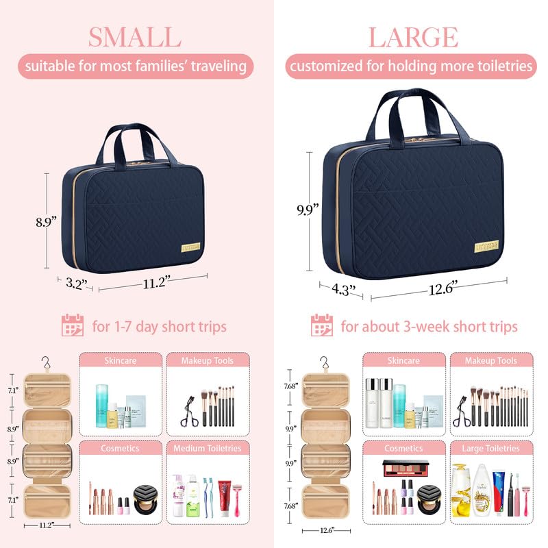 HOTOR Hanging Travel Toiletry Bag Women Men Essentials Navy Blue - color: Navy Blue, size: Medium