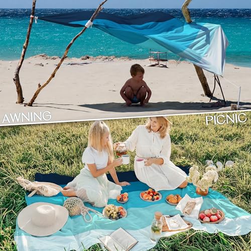 Beach Blanket Waterproof Sandproof 78''X81''/78''X110'' Large Beach Towel - color: Sea, size: 78''X110"